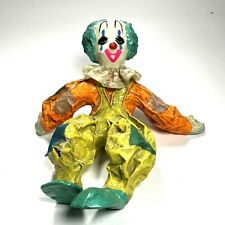 Vintage Paper Mâché Clown Sweet Face Circa 1960’s Lace Collar Sitting Laid Back picture