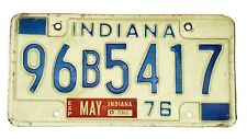 1976 Indiana License White And Blue Plate Car Tag Garage Man Cave Decoration picture