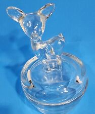 Vintage Jeanette Deer Fawn Clear Glass Powder Trinket Box With Lid picture