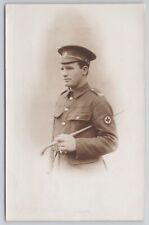 WWI British Imperial Service Soldier Studio Portrait RPPC Postcard Medical? V* picture