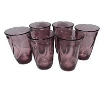 6 Vintage Noritake Sweet Swirl Purple/Cranberry Highball Tumbler Glass 16 Oz picture
