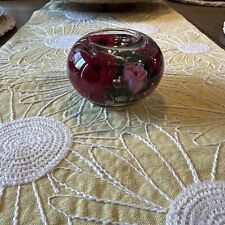 Vintage Design Studios Glass Pink Flower Water Dome Tealight Candle Holder picture