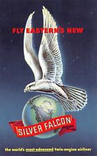 Eastern Airlines Advertising Postcard; Fly New Silver Falcon, Bird over Globe picture