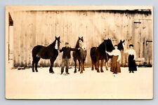 c1911 RPPC Willie & Mary to Fred Lange Stout Horses & Barn Embarrass WI Postcard picture