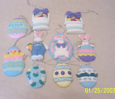 Lot of 10 Easter Clay Dough Ornaments Bunny in Egg, Bunny Rabbit, Basket w/Eggs picture