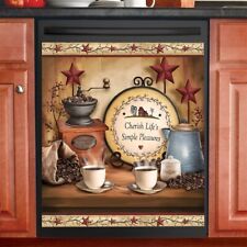 Primitive Country Stars & Coffee Kitchen Dishwasher Cover Magnet picture