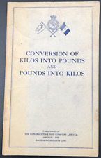 1924 Cunard Steamship Conversion Kilos & Pounds Booklet Anchor Donaldson Line picture