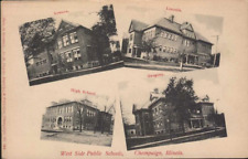 antique   CHAMPAIGN   Illinois IL    MULTI VIEW  West Side Schools    postcard picture