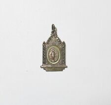 Vintage Sterling Silver Marcasite Virgin Mary Medal Pendant picture