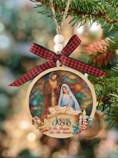Christmas Jesus Mary Joseph Nativity Wooden Ornament picture