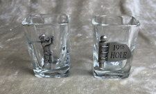 Set Of 2 Fort Pewter Golf Themed Shot Glasses - Golfer and 19th Hole picture