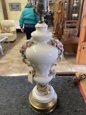 Vintage Capodimonte Porcelain Flower Table Lamp Italy Tower Hand Painted Light picture