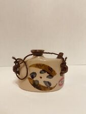 Vintage Japanese Curved Sake Hip Flask Okinawan Ceramic Pottery picture