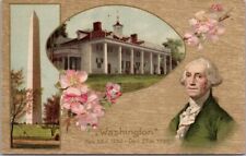 1910s George Washington's Birthday Postcard Mount Vernon / Monument UNUSED picture