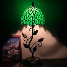 Small Tiffany Table Lamp Green Wisteria Style Stained Glass Desk Ligh 8 inch picture