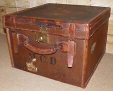 Vintage English Leather & Hessian Travel Classic Car Boot / Luggage Trunk / Case picture