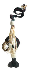 Handmade Santa Tall Decor Figurine Long Beard Ecclectic Wirey Hat Wreath ^^ picture