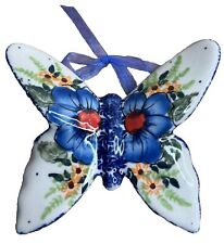 Kalich Polish Pottery Butterfly Ornament Handmade Floral picture
