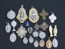 Lot of 23 ANTIQUE Vintage CATHOLIC SAINT Religious HOLY MEDAL Pendant Badge Pin picture