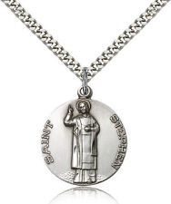 Saint Stephen The Martyr Medal For Men - .925 Sterling Silver Necklace On 24... picture