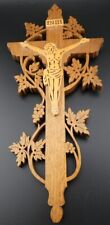 Vintage INRI Carved Wood Crucifix Cross picture