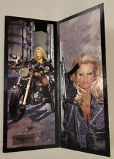 1996 BARB WIRE Motion Picture PAM ANDERSON DOUBLE PROMO Card TRIUMPH MOTORCYCLES picture