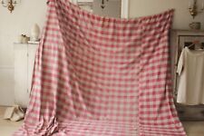 Antique French Vichy check fabric ~ Rose red ~ 1700's early c1750-1800 picture