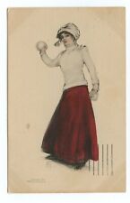 Pretty Lady Winter Throwing Snowball Postcard picture