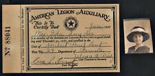 1927 American Legion Auxiliary ID Card Woman with photo picture