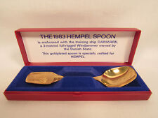 Vintage DANMARK 3 Mast Windjammer Sailing Ship Gold Plated Spoon Denmark W/ Case picture