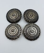 4 Antique Navajo Native American Sterling Silver Ornate Buttons picture