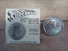 Superman Man of Steel 50th Birthday Anniversary Silver Coin Round DC AMC 1988 picture