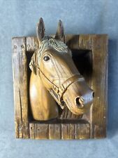 Grand Wood Mahogany Western 10”x9” Horse Head Wall Hanger #6875 picture