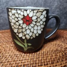 VINTAGE BY GIBSON HOME  FLOWER HAND PAINTED STONEWARE COFFEE CUP/MUG picture