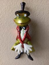 Blown Glass Frog Ornament  Dancing Red Sparkle Jacket Tap Shoes Top Hat 6