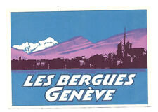 Authentic Vintage Luggage Label ~ LES BERGUES ~ Geneve, Switzerland picture