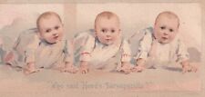 1800's Victorian Trade Card -Hood's Sarsaparilla -Three Babies  -#b1 picture