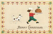 Postcard C-1910 Ellen Clapsaddle Needlepoint Christmas dog International 24-6374 picture