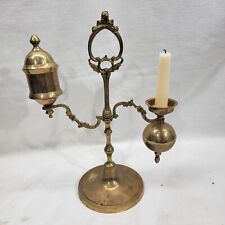 Covered Brass Incense Burner Candle Stick & Handle 12 inch Combo India Tested picture