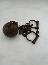 Alcatraz Ball & Chain Leg Irons Cuffs + Key  San Francisco Prison Artifact picture
