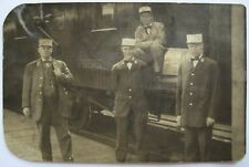 Antique Adams Express Train Engine #7555 Engineer Conductor Crew RPPC Postcard  picture