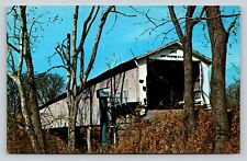 Covered Bridge at Big Raccoon Creek MANSFIELD Indiana Vintage Postcard A138 picture