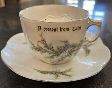 RARE Mustache Cup & Saucer c. 1918-1939. Green Crown / Victoria. Mint Condition. picture