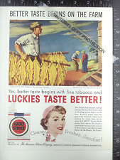 1954 ADVERTISING for Lucky cigarettes sticks of tobacco leaves harvesting drying picture