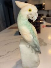 Vtg. BB Parrot Genuine Alabaster Carved Italy 10”x3” picture