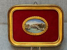 1890 Venice View Rialto Bridge Miniature Painting Back Painted Glass Gilt Frame picture