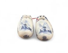 Flow Blue Willow delft Holland Mini Dutch clogs shoes antique Windmill Brooch picture