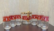 Vintage Italian Spa Lubiana Glass Ice Bucket and Matching 6 Drinking Glasses picture