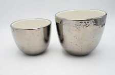 Superb Set of MCM Bitossi Italian Platinum Silver Ripple Glaze Ceramic Vases picture