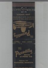Matchbook Cover The Piccadilly House Of Prime Rib Mahtomedi, MN picture